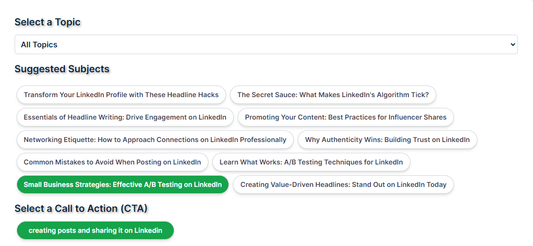 Get ideas to post on LinkedIn with LinkInLead