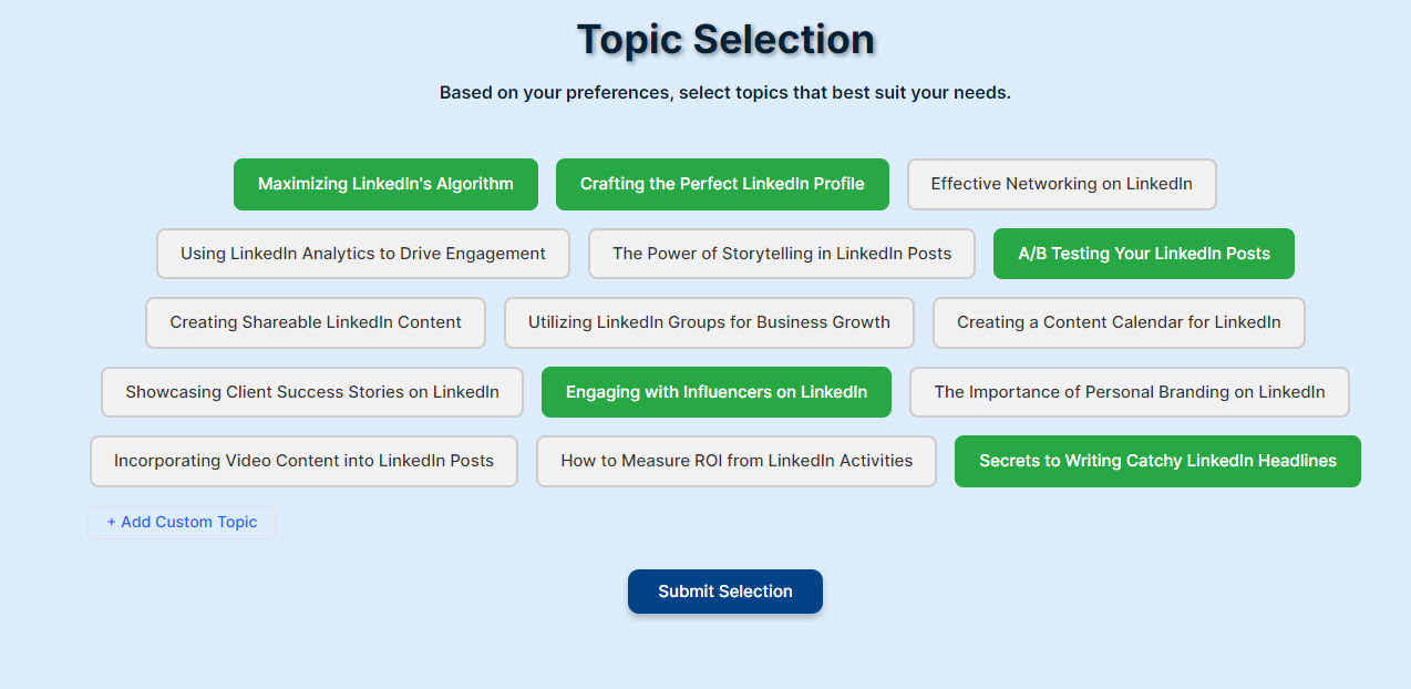 Learn about the topics you should post about on LinkedIn with LinkInLead